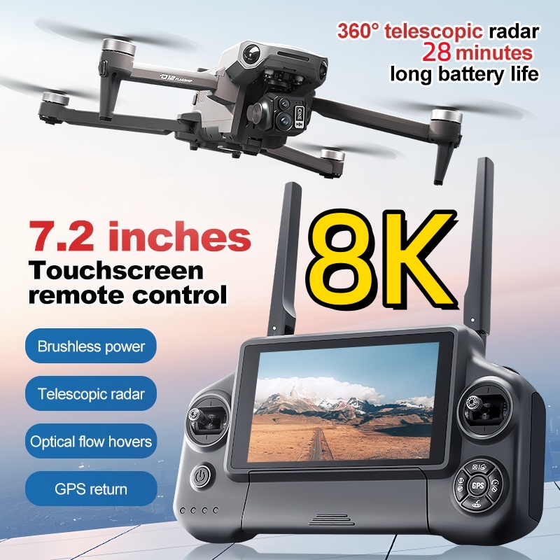 Drone Camera 4K - 8K 3축 짐벌 브러시리스 7.2인치 터치스크린