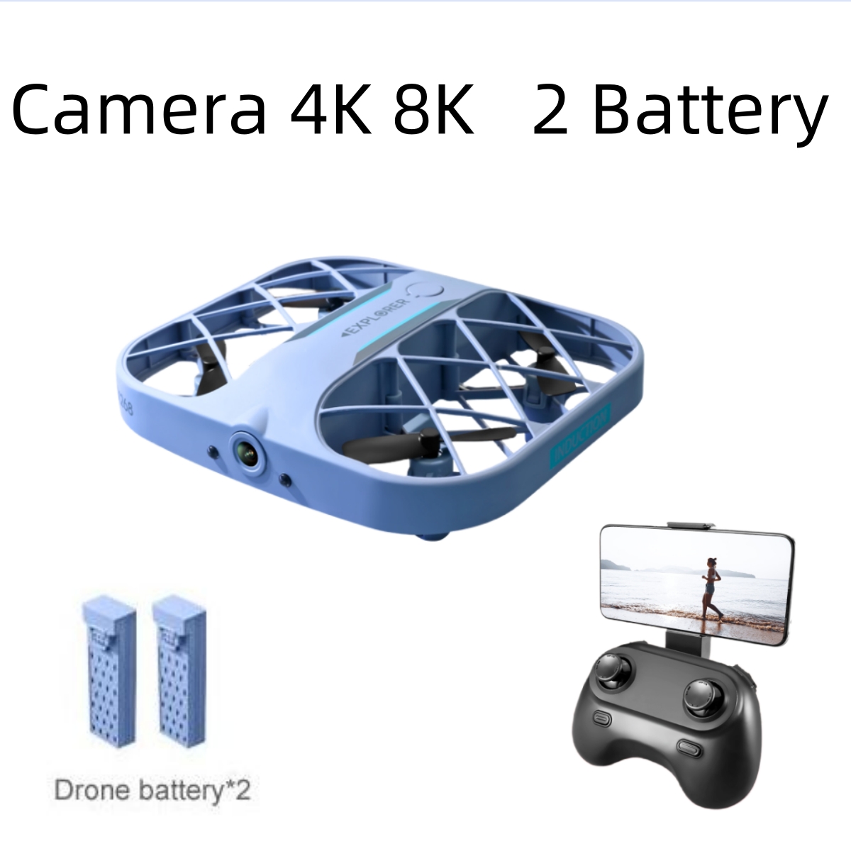 Drone Camera 4K - JJRC H107 FPV RC 드론(배터리 2개